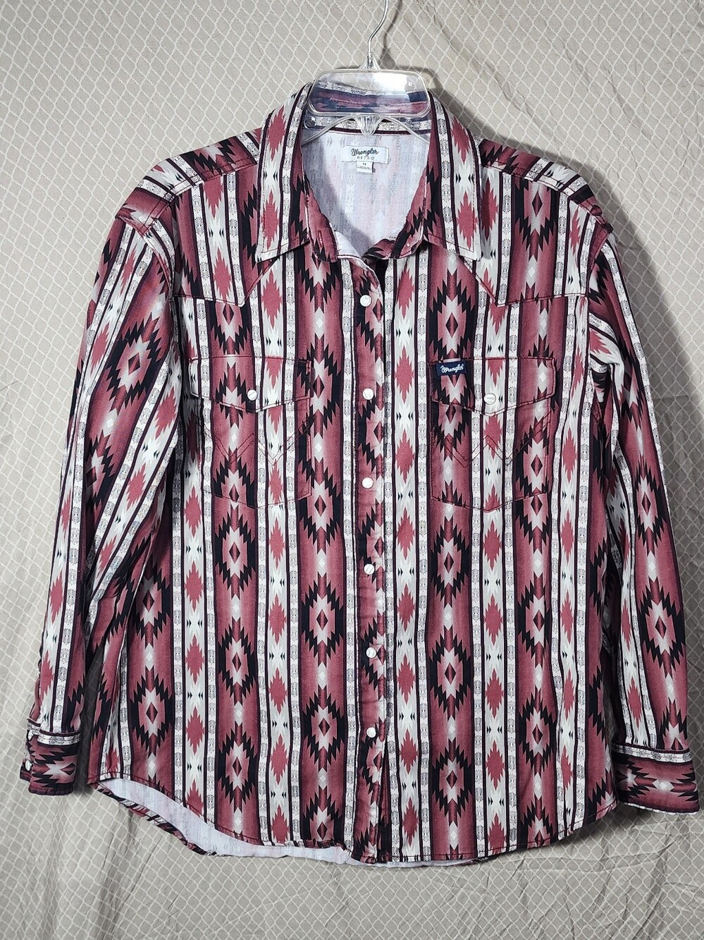 Wrangler Retro Western MOP Snap Button Down Long Sleeve Women's Medium Used